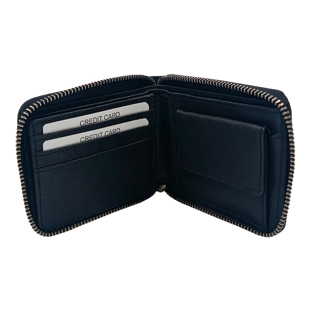 Black-zipper-wallet-open