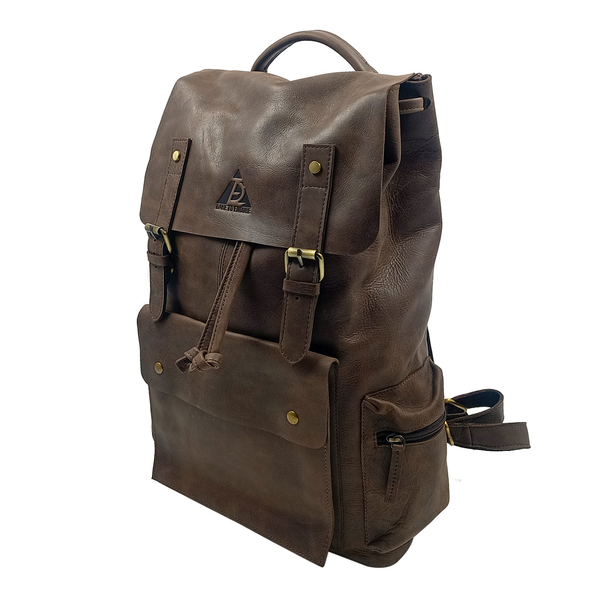 Handmade-Leather-Dark-Brown-finish-Travel-_-laptop-backpack-bag-Side