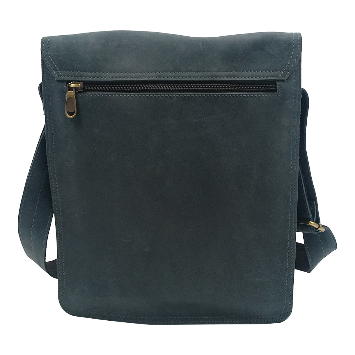 Leather Dark Slate Blue Messenger Bag for Notepad