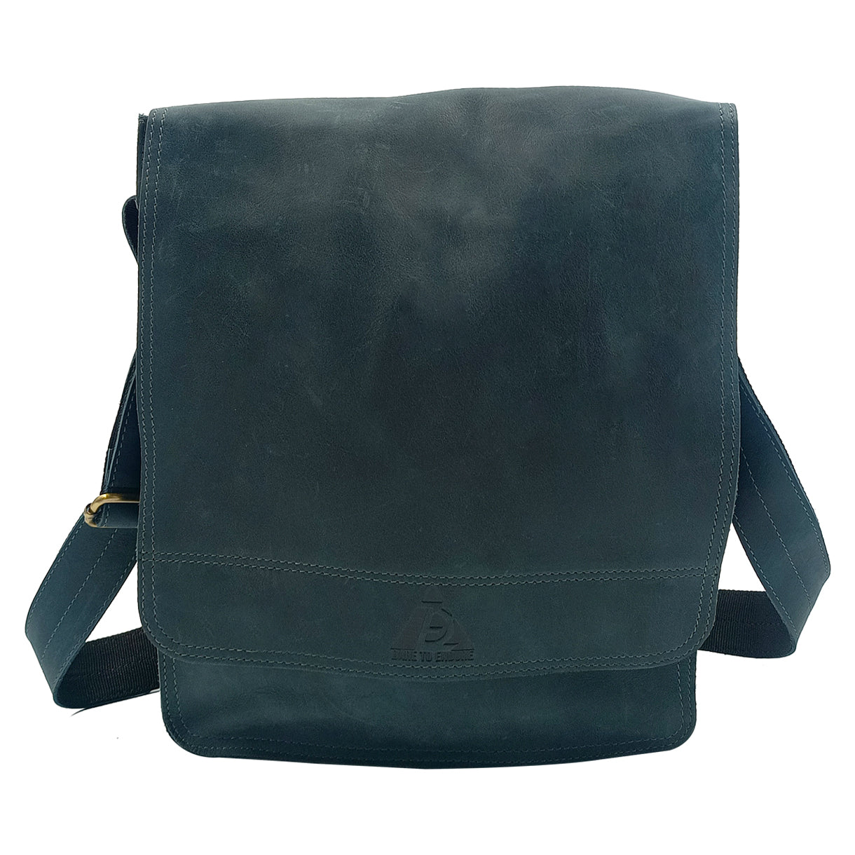 Leather Dark Slate Blue Messenger Bag for Notepad