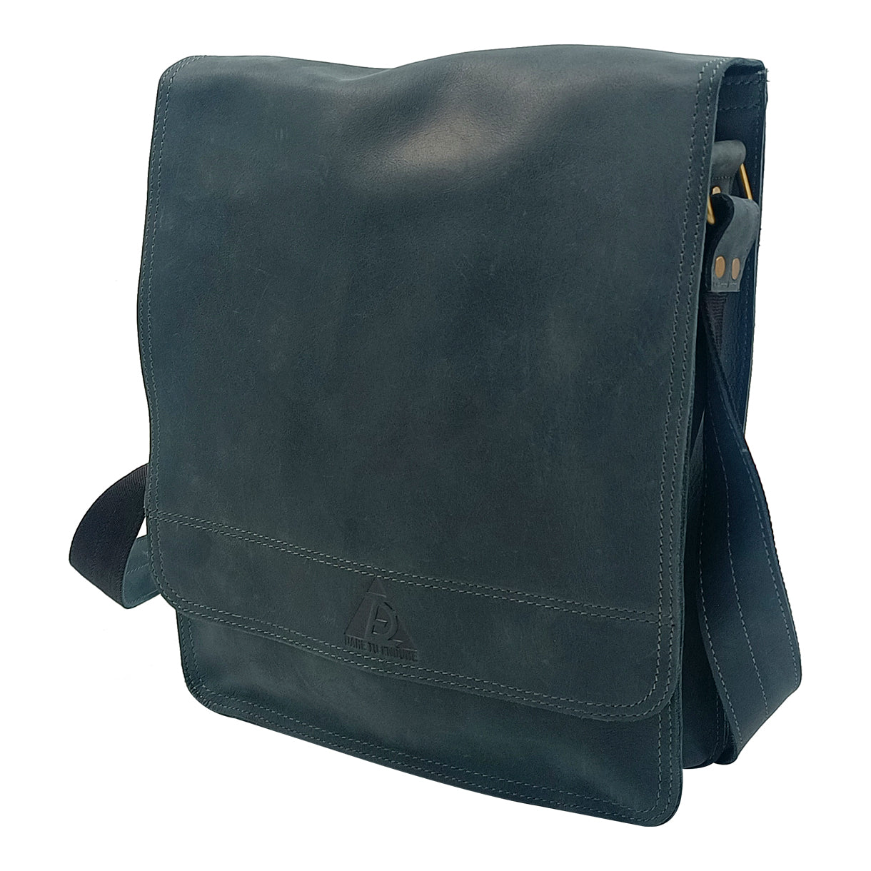 Leather Dark Slate Blue Messenger Bag for Notepad