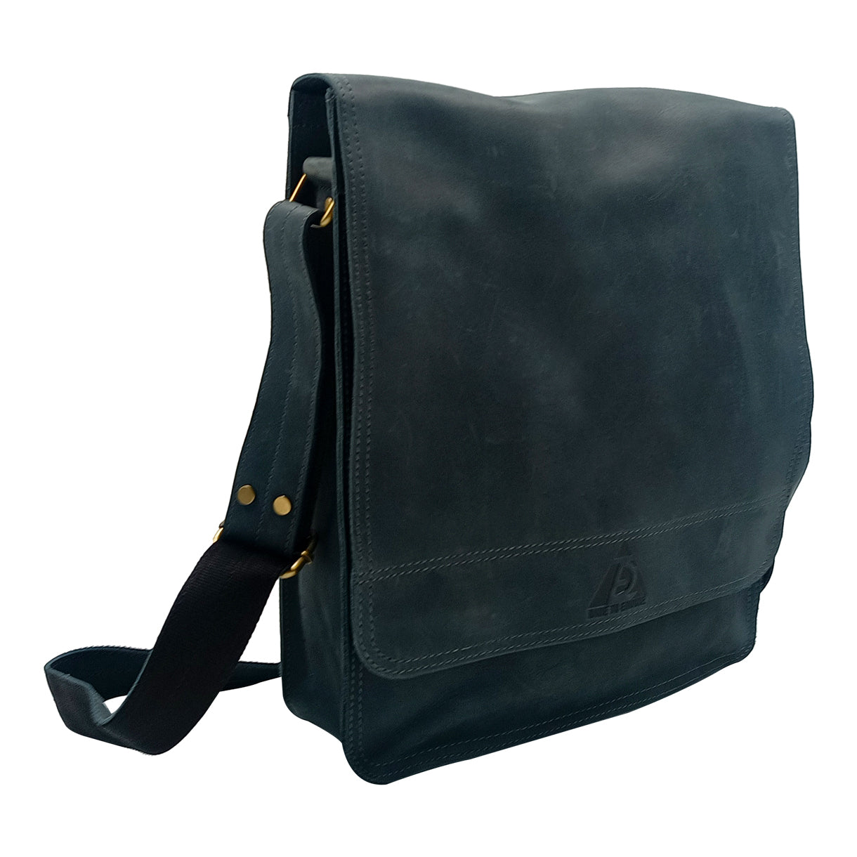 Leather Dark Slate Blue Messenger Bag for Notepad