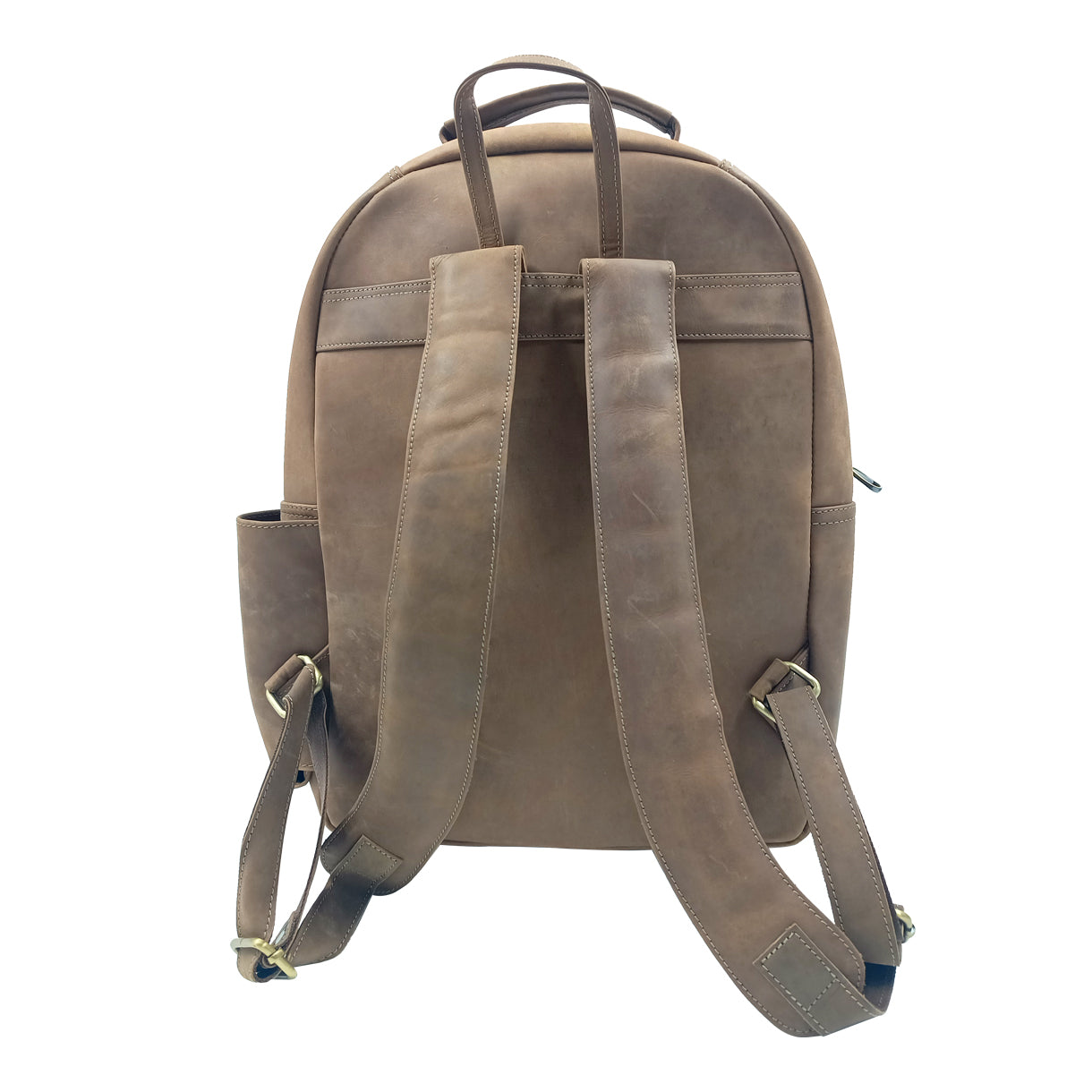 Leather Taupe laptop backpack bag