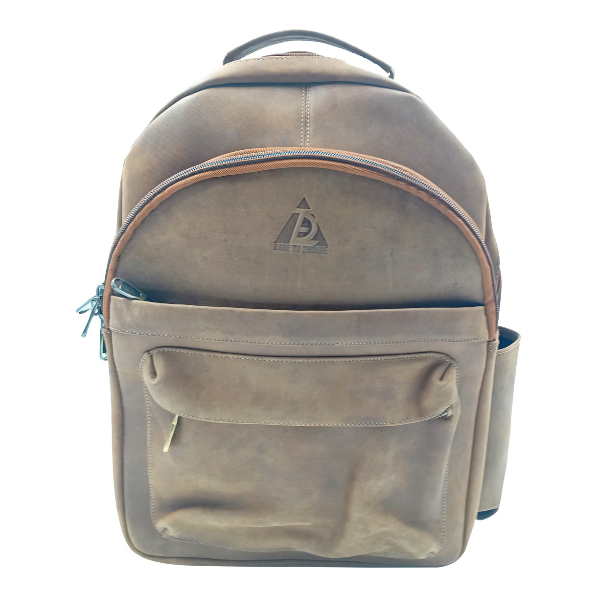 Leather Taupe laptop backpack bag