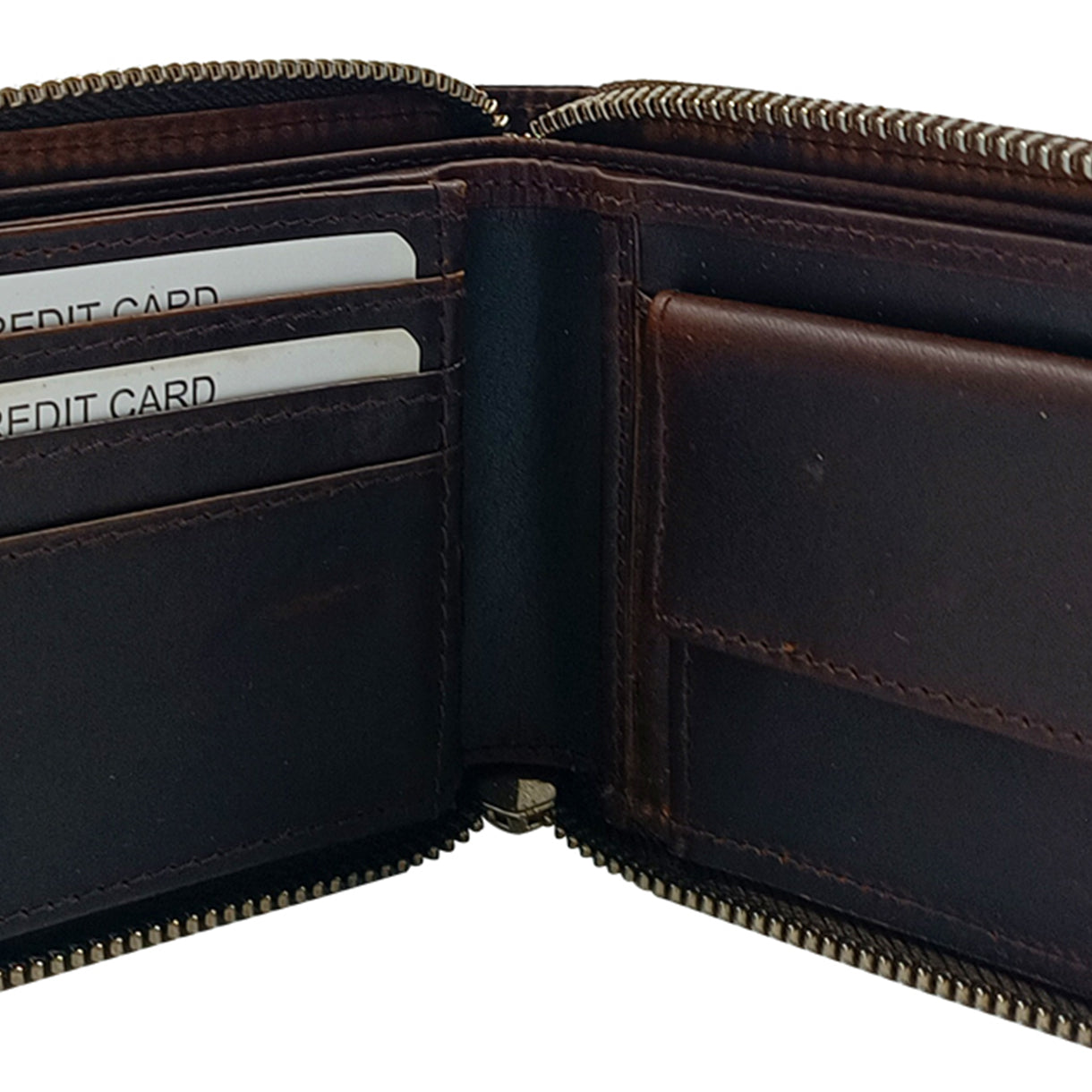 Leather-Dark-brown-zipper-wallet-detail-1