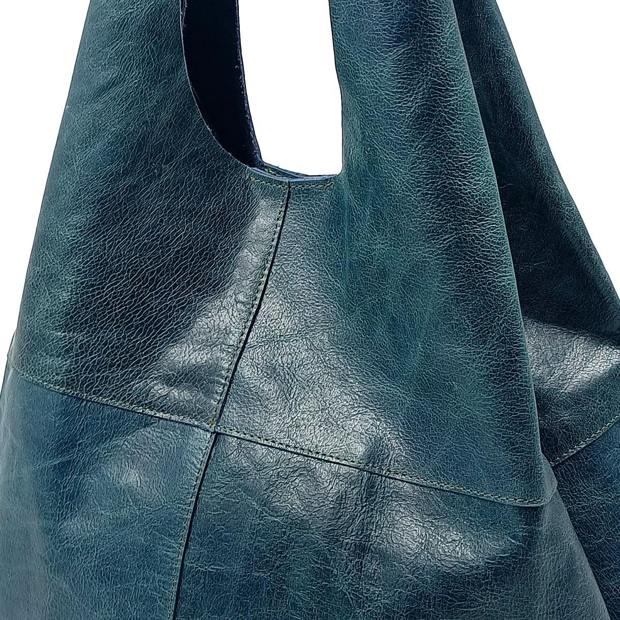 Leather Distressed Teal Tote Bag