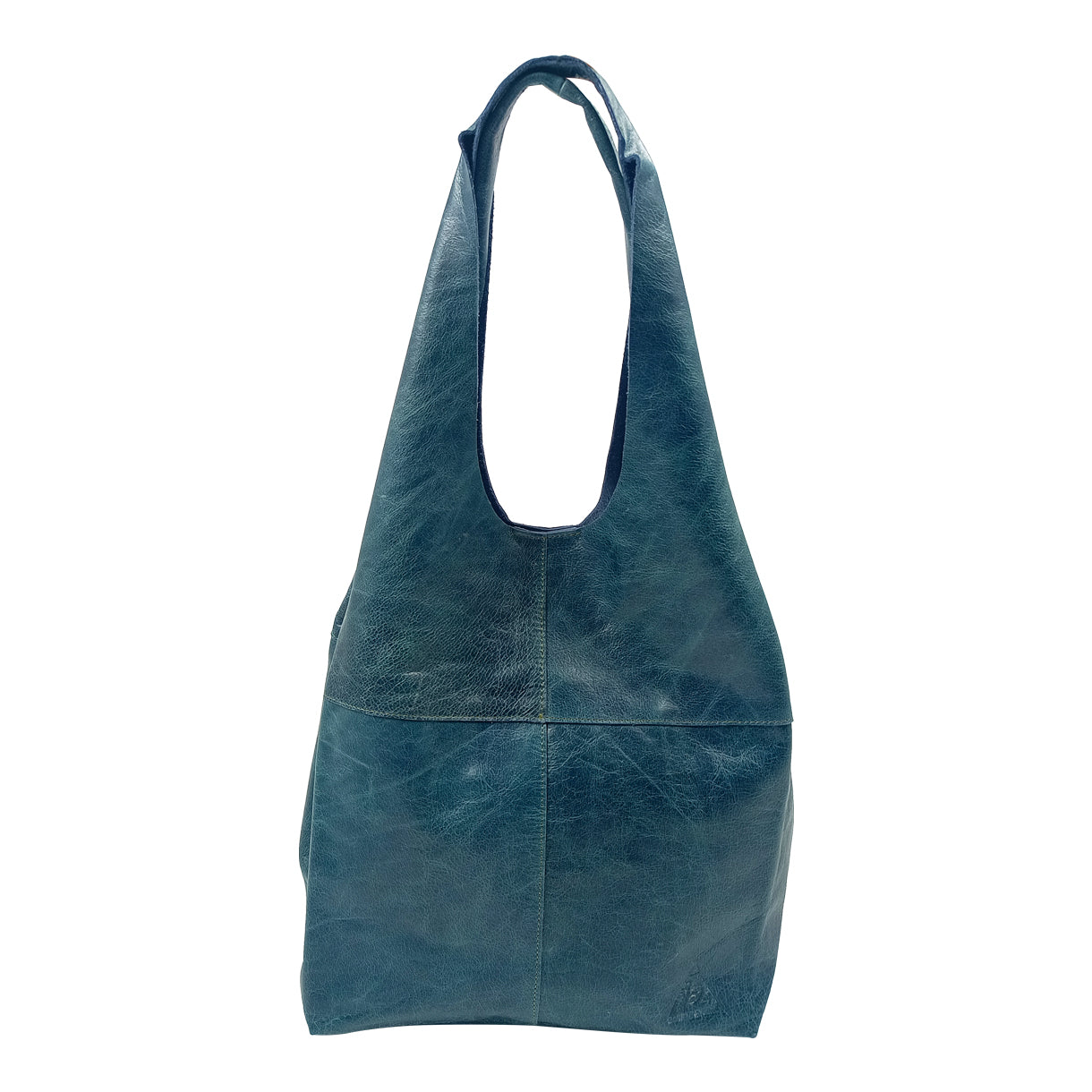 Leather Distressed Teal Tote Bag