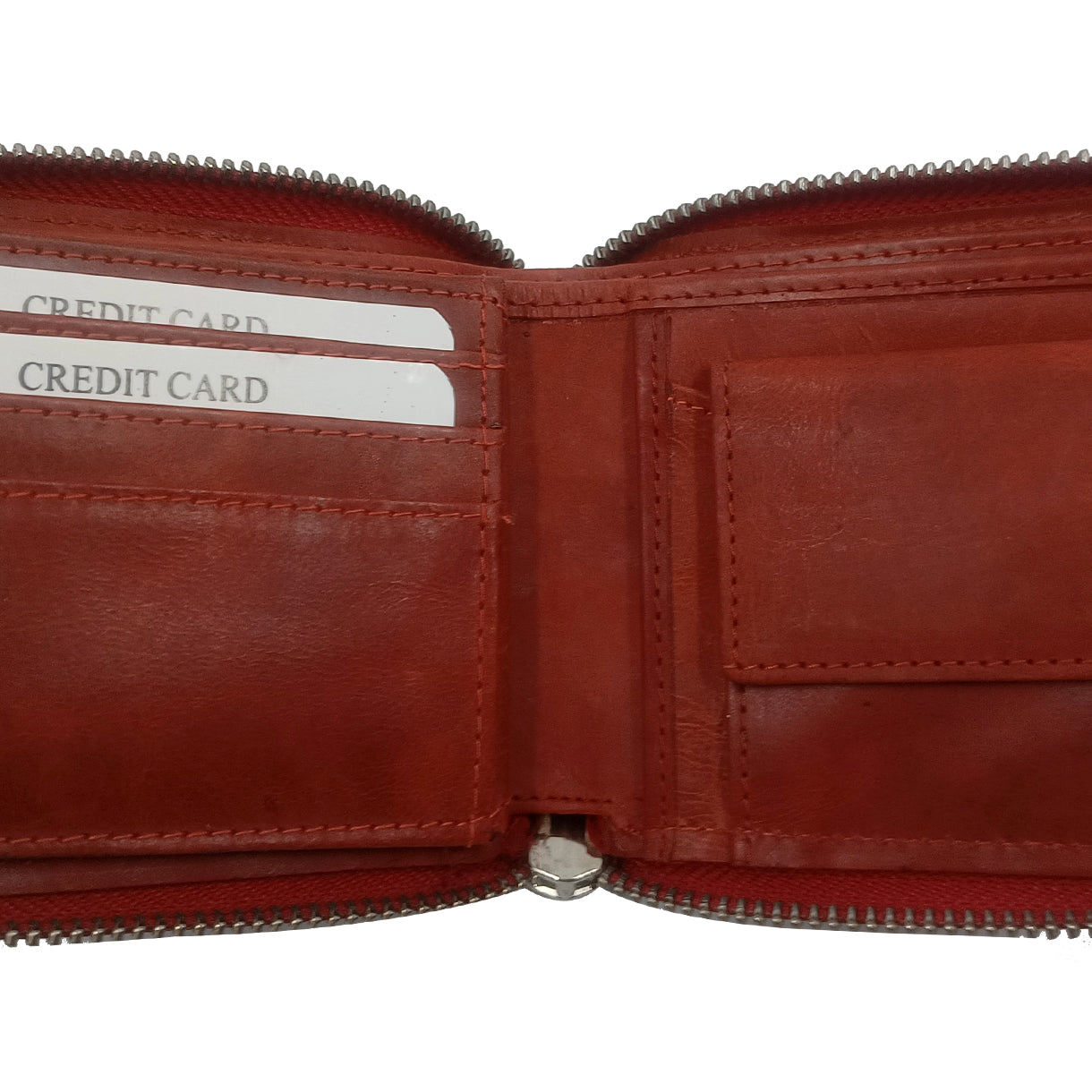Leather Red Zipper Wallets for Men's