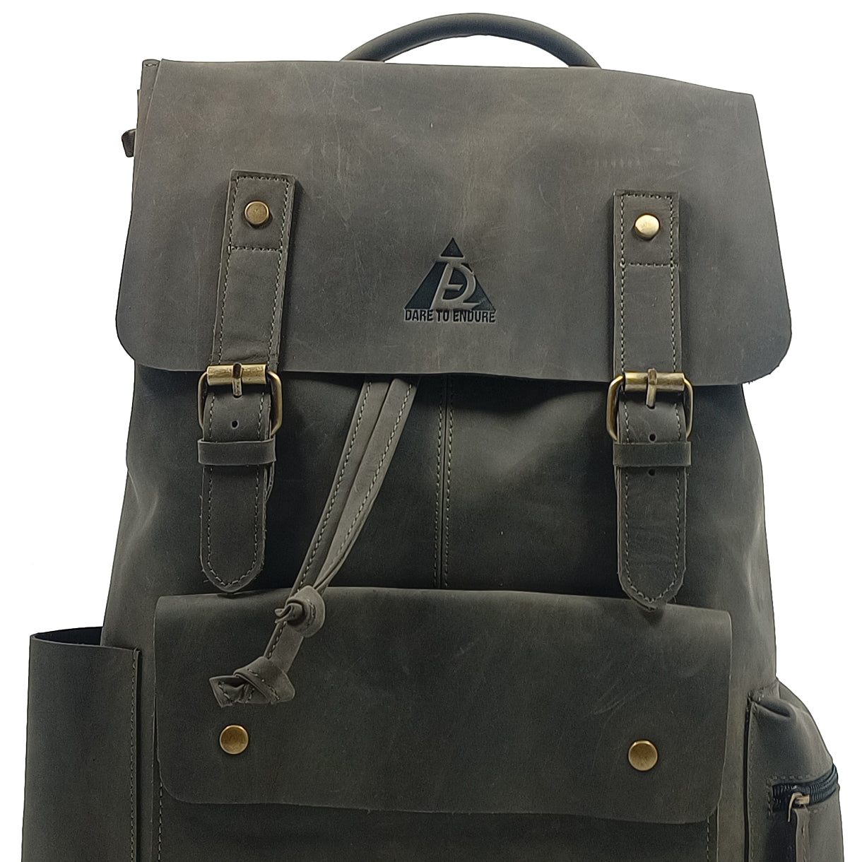 Leather Charcoal Green Travel & Laptop Backpack
