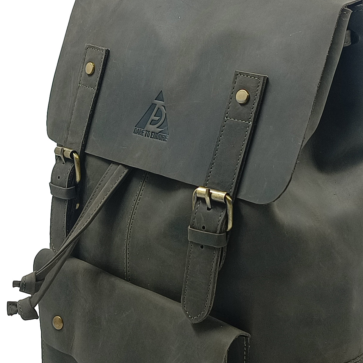 Leather Charcoal Green Travel & Laptop Backpack