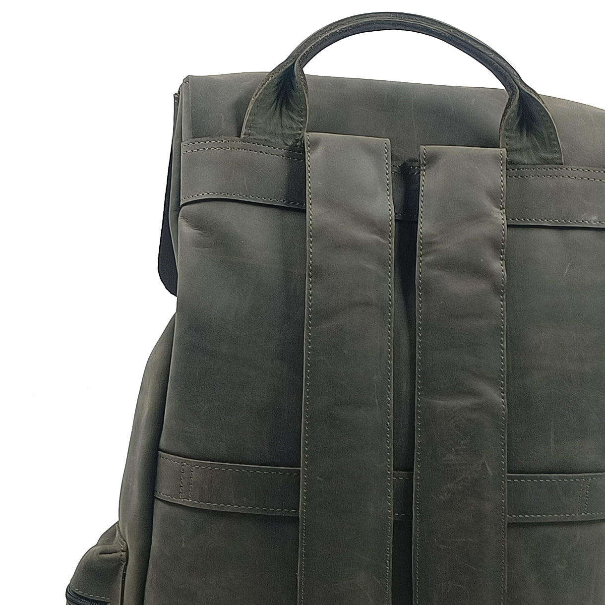 Leather Charcoal Green Travel & Laptop Backpack