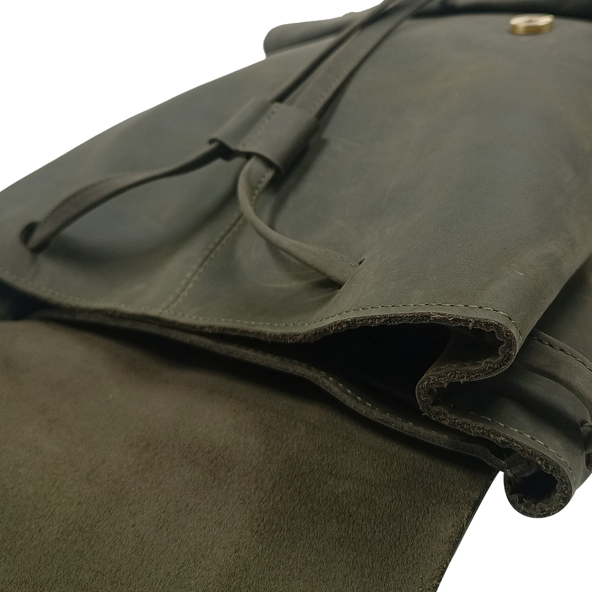 Leather Charcoal Green Travel & Laptop Backpack