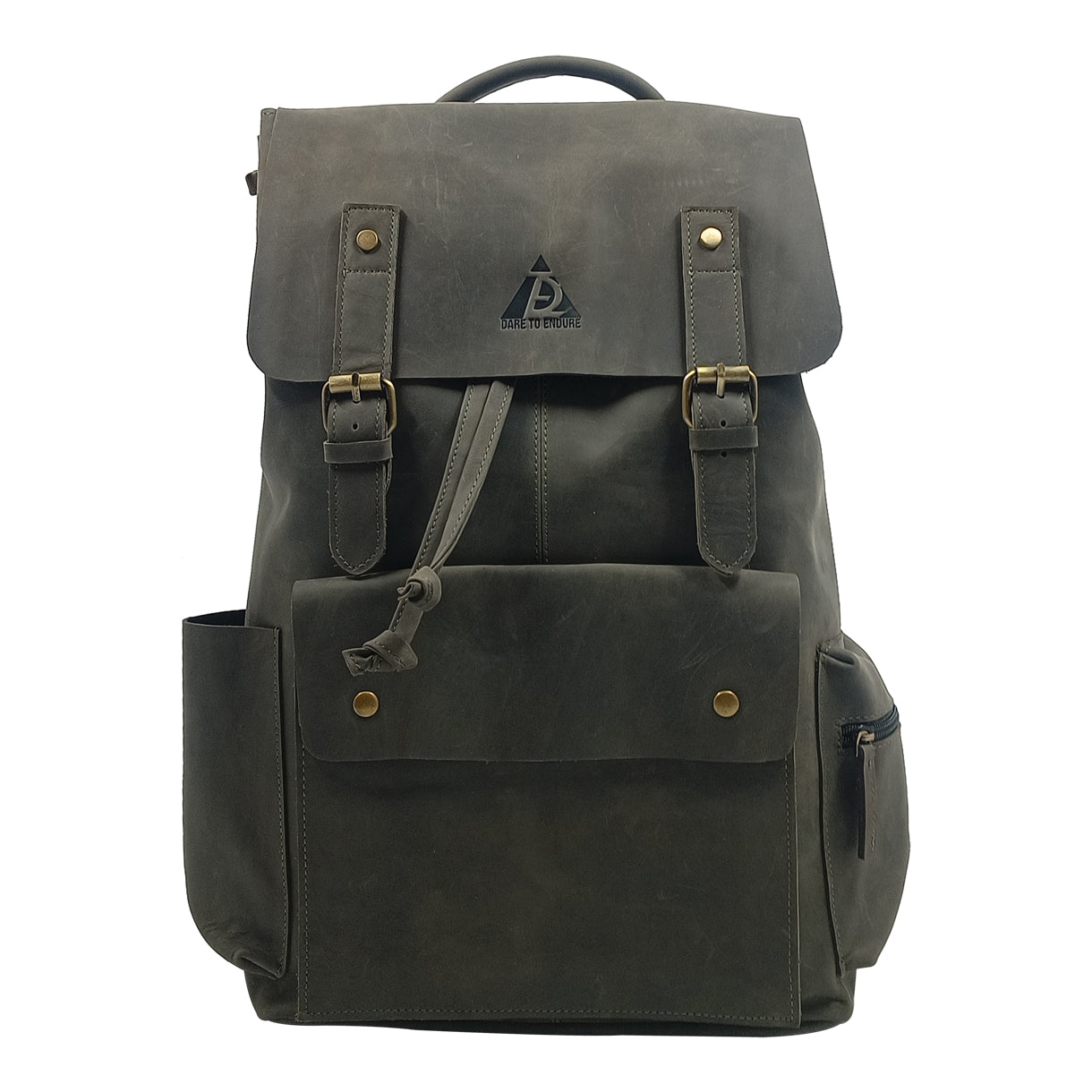 Leather Charcoal Green Travel & Laptop Backpack