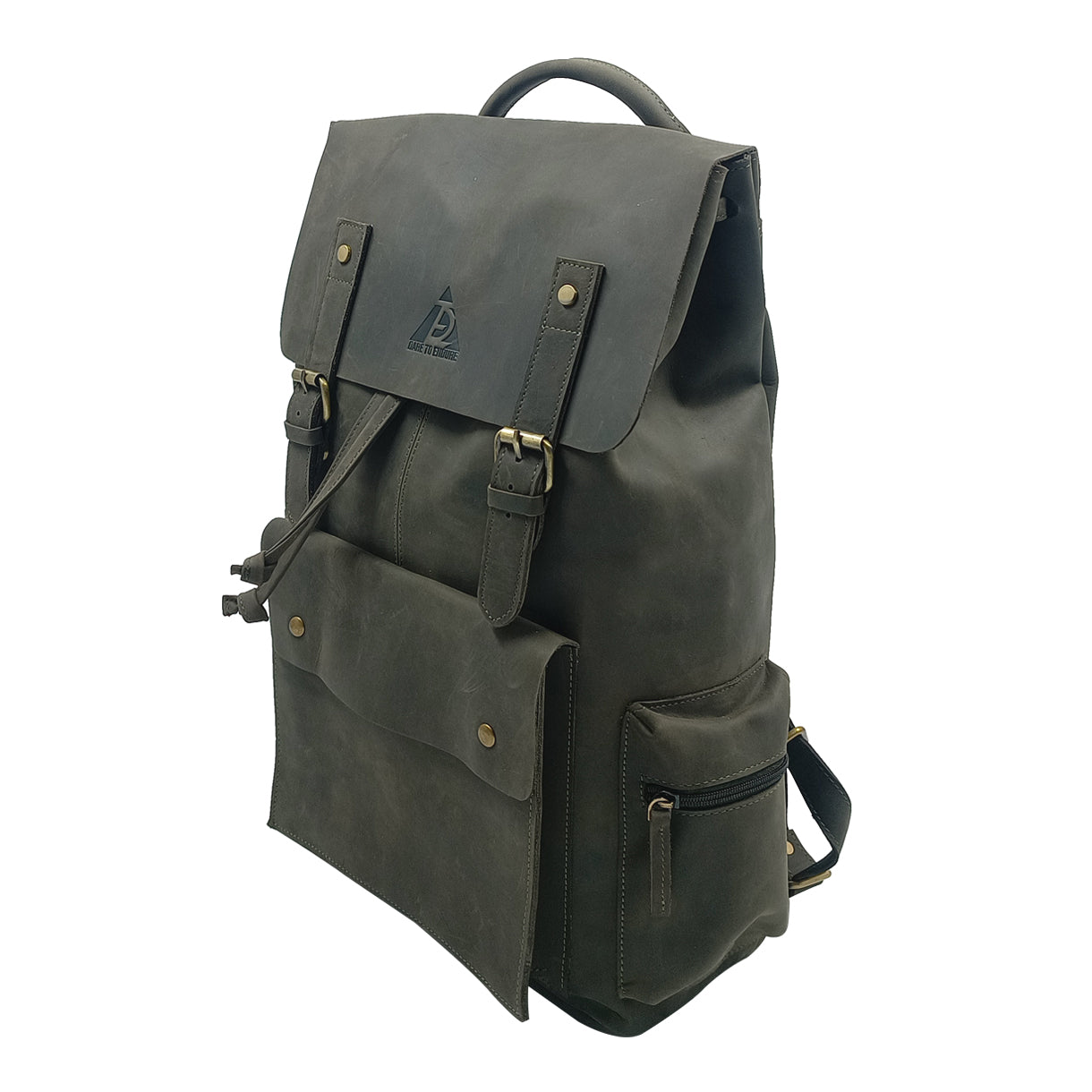 Leather Charcoal Green Travel & Laptop Backpack
