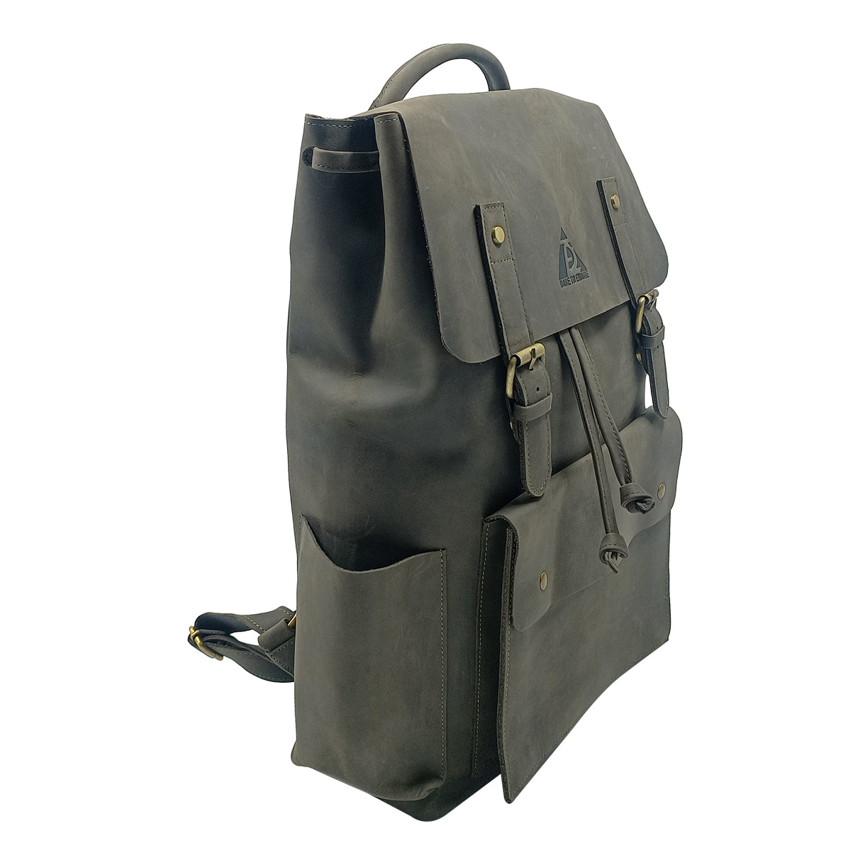 Leather Charcoal Green Travel & Laptop Backpack