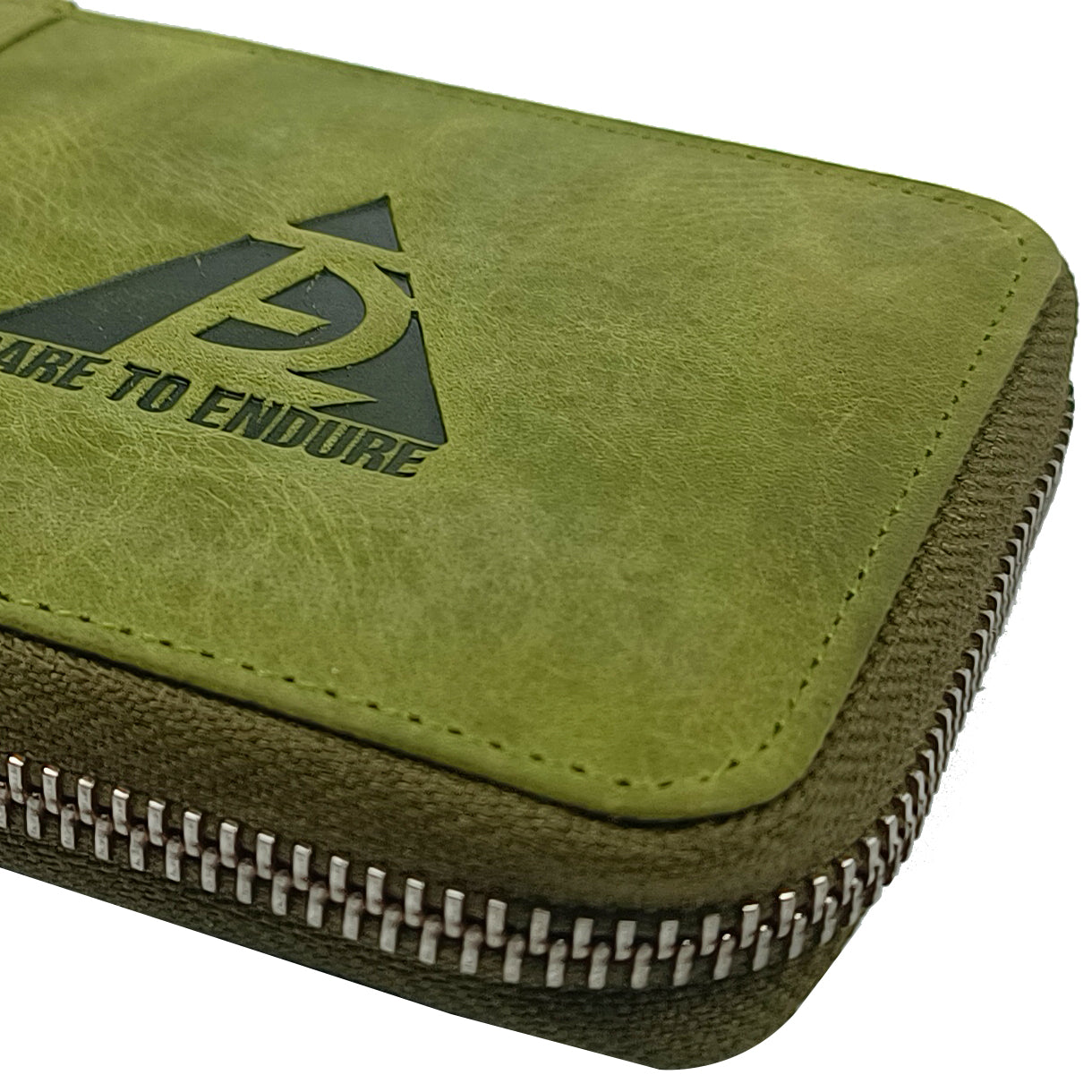 Leather Green Zipper Wallet for Men's