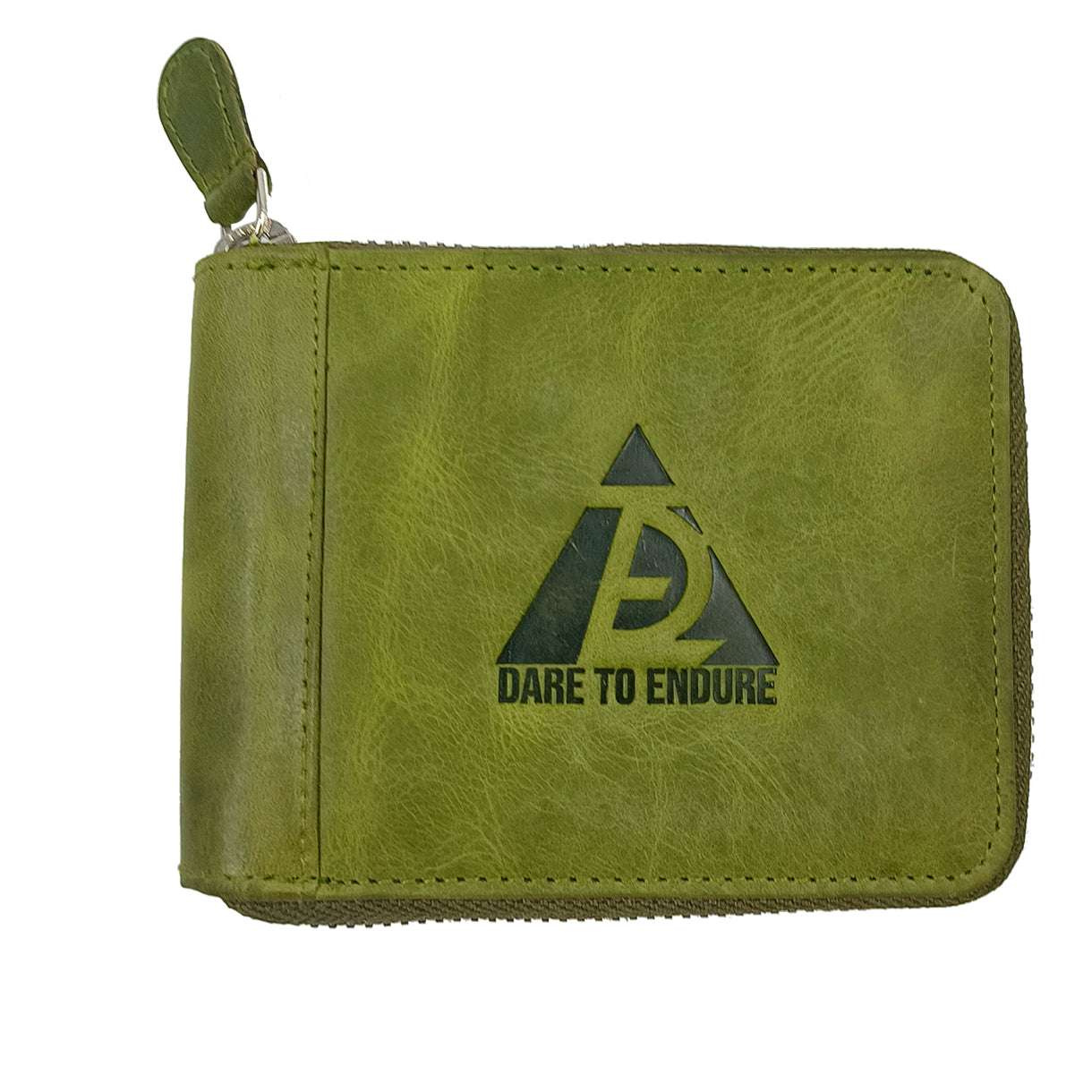Leather Green Zipper Wallet for Men's
