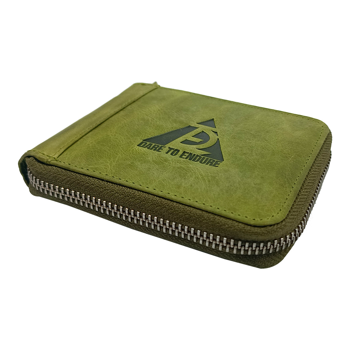 Leather Green Zipper Wallet for Men's