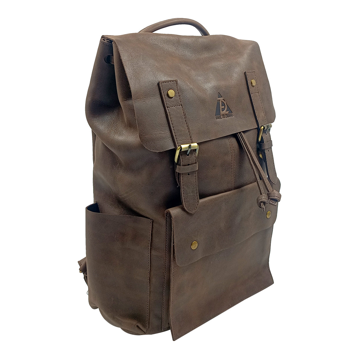 Handmade-Leather-Dark-Brown-finish-Travel-_-laptop-backpack-bag-Side-1