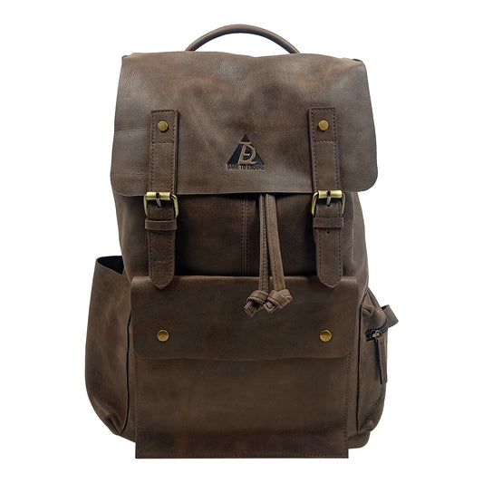 Handmade-Leather-Dark-Brown-finish-Travel-_-laptop-backpack-bag-front