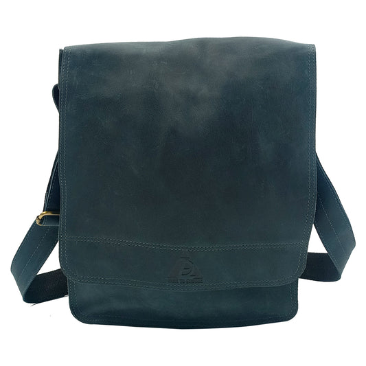 Leather Dark Slate Blue Messenger Bag for Notepad