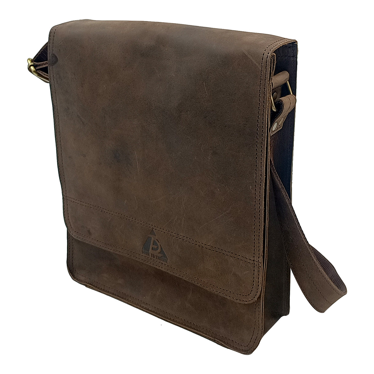 Leather Havana Brown Messenger Bag for Notepad
