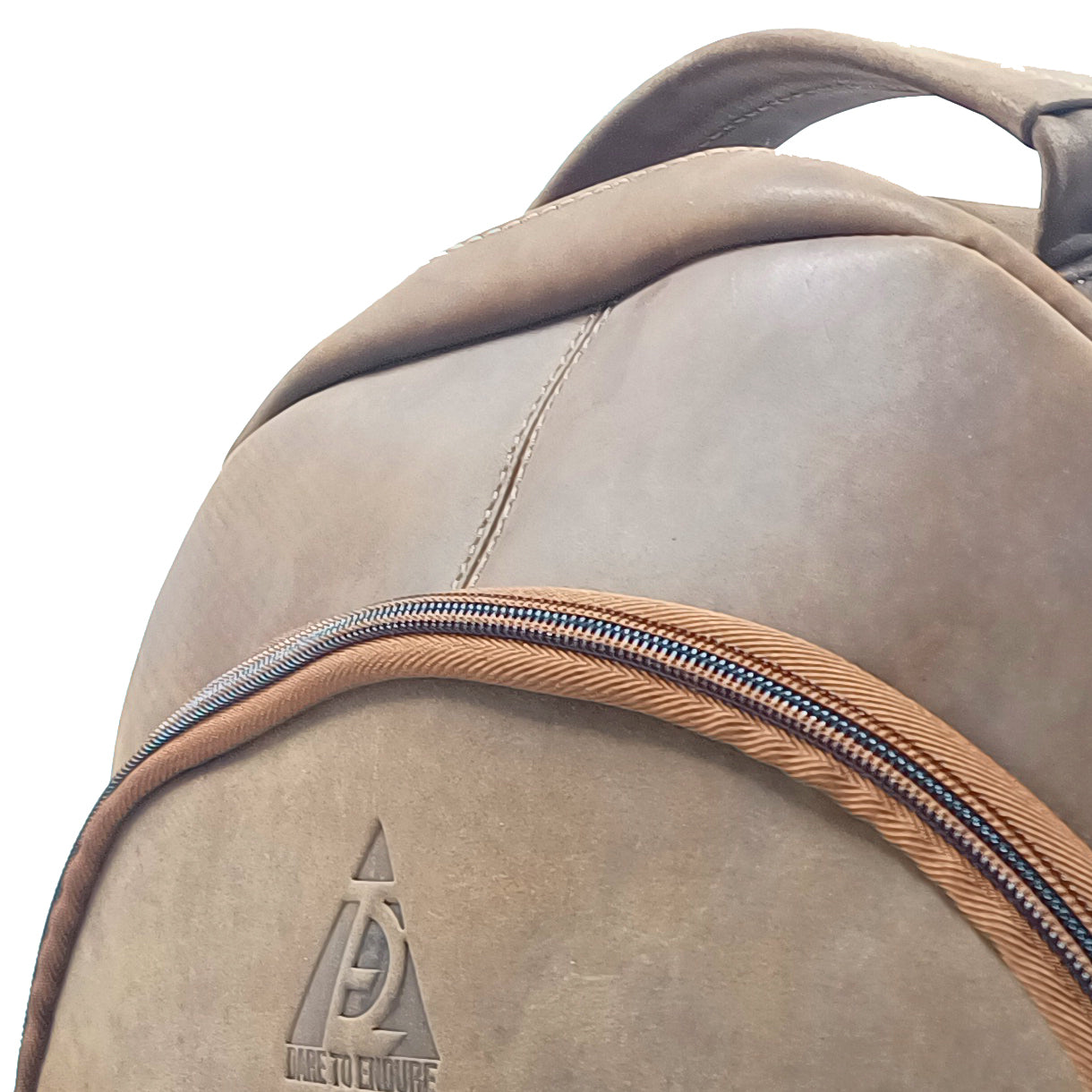 Leather Taupe laptop backpack bag