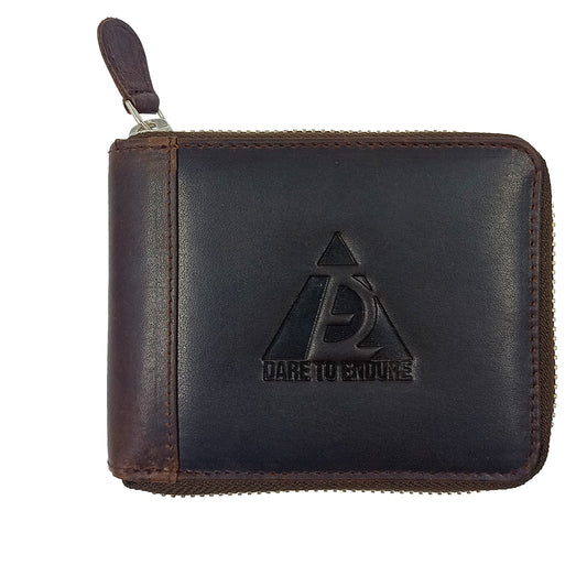 Leather-Dark-brown-zipper-wallet-front
