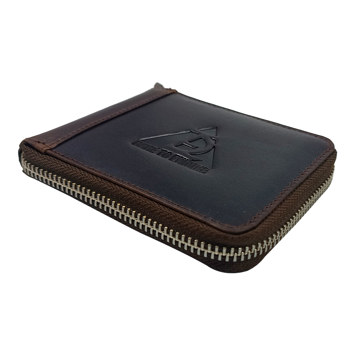 Leather-Dark-brown-zipper-wallet-side