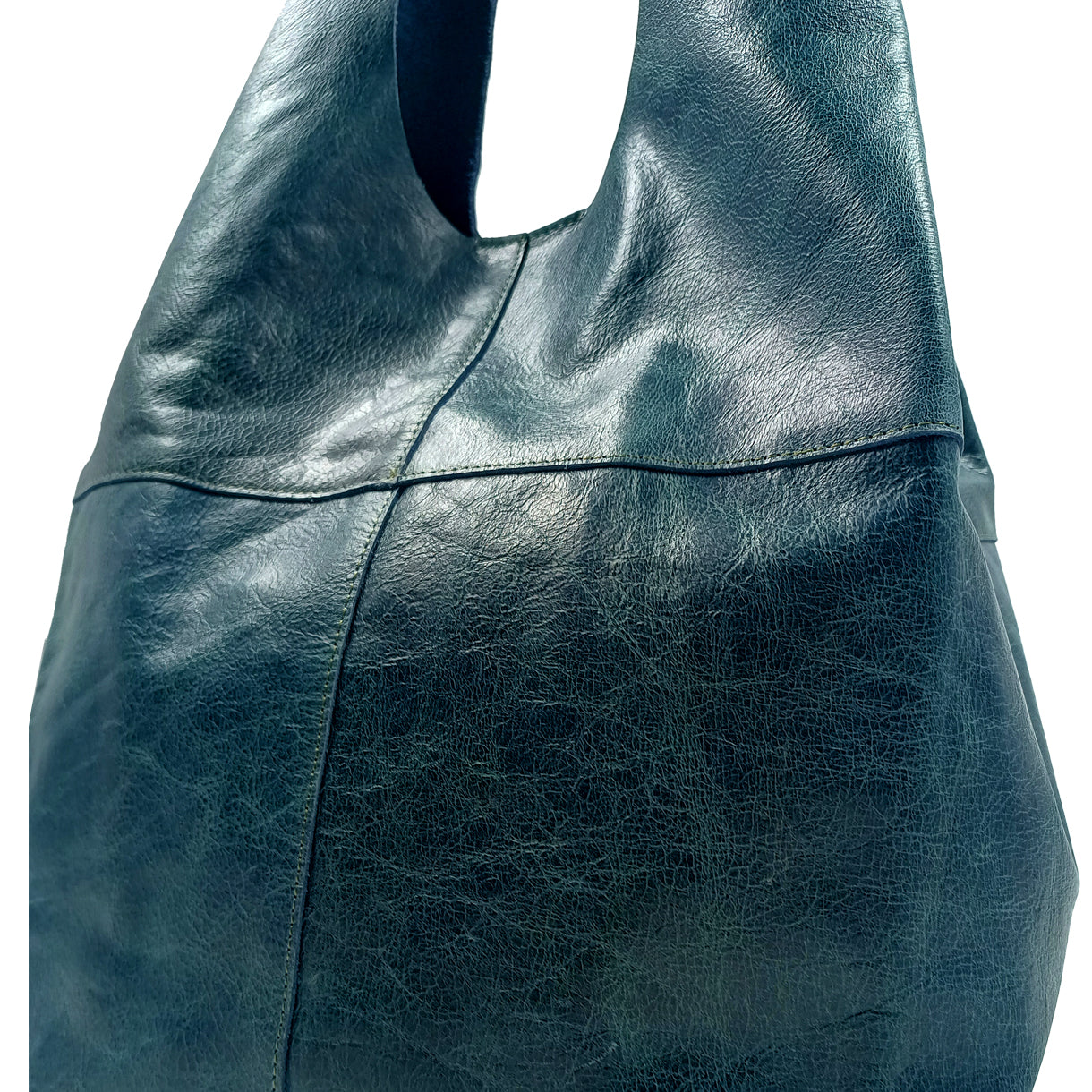 Leather Distressed Teal Tote Bag