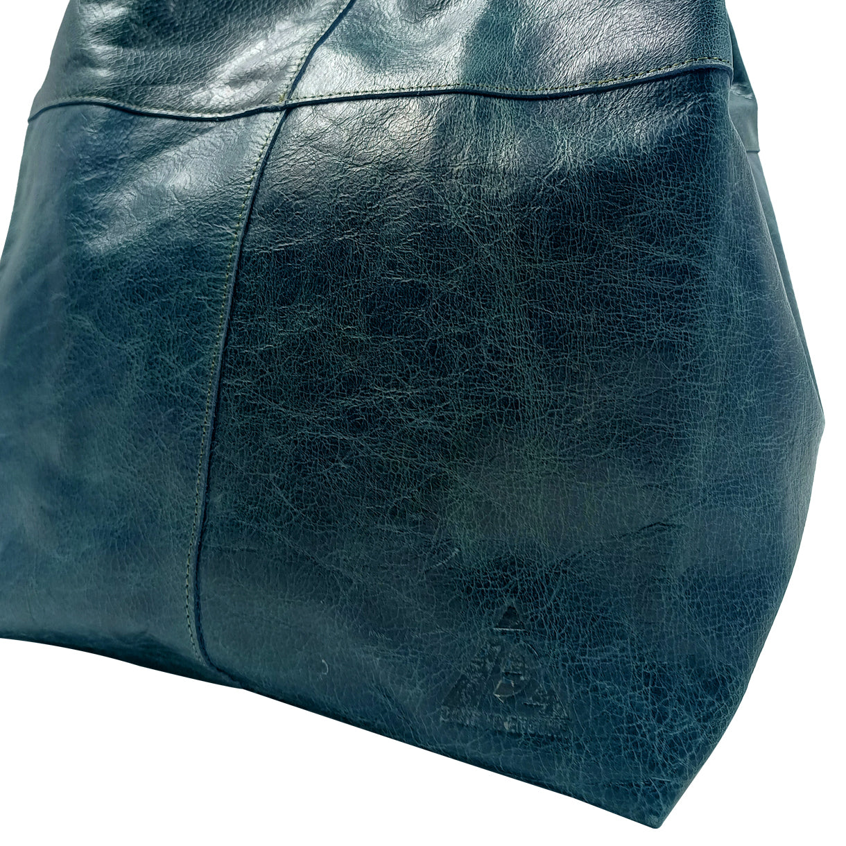Leather Distressed Teal Tote Bag
