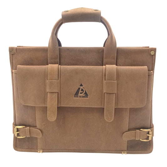 Leather Medium Brown Laptop Messenger Bag for Men