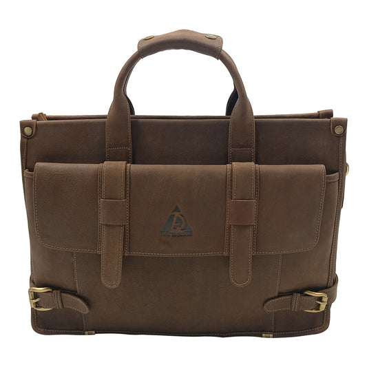 Leather Ragno Rewind Tobacco Laptop Messenger Bag for Men