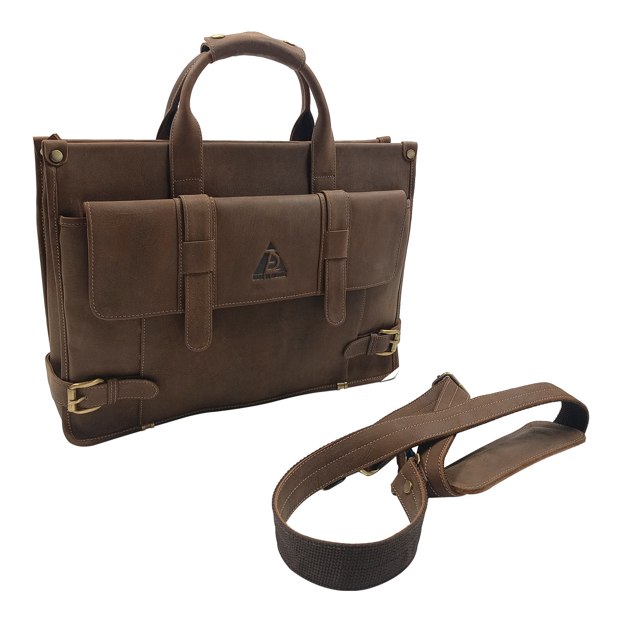 Leather Ragno Rewind Tobacco Laptop Messenger Bag for Men