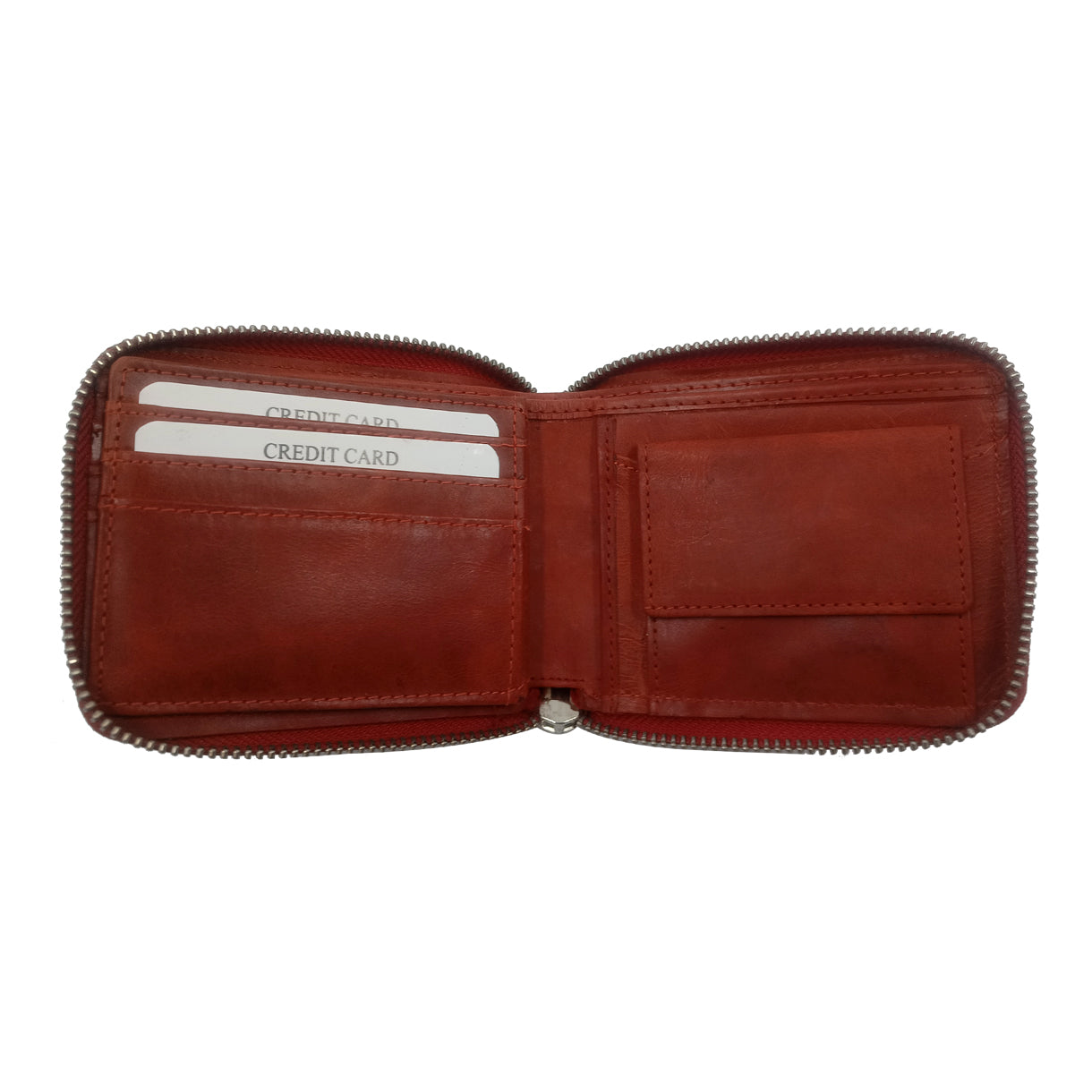 Leather Red Zipper Wallets for Men's